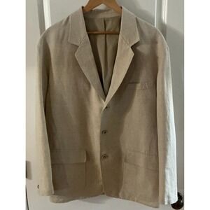 VTG J. Peterman Co Linen-Blend Blazer Men's Medium (42–44R) — Light‎ Tan Casual